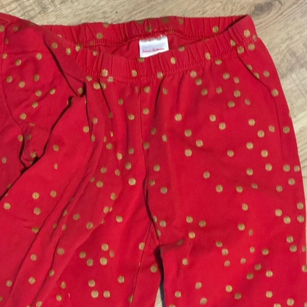 Hanna Andersson Red Gold Polka Dot Pajama Set Girls Size 8 130